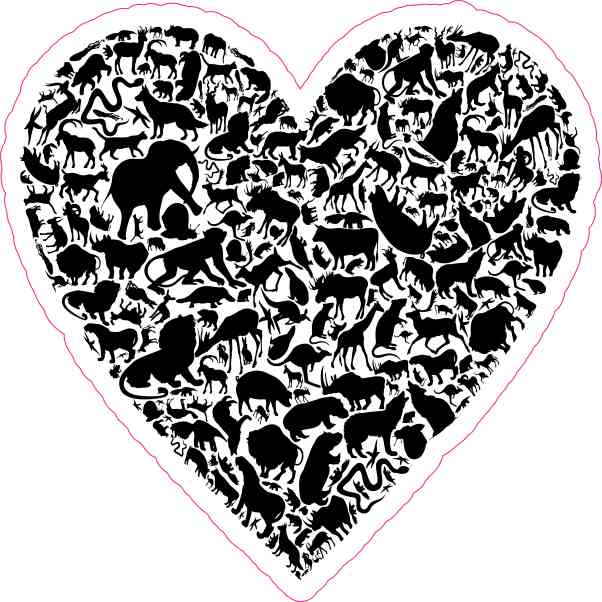 Black Animal Heart Sticker