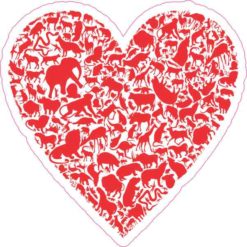 Red Animal Heart Sticker