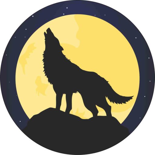 Circle Howling Wolf Sticker