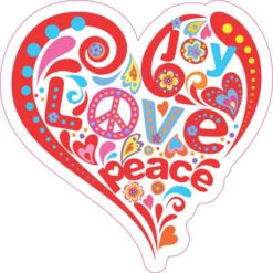 Joy Love Peace Heart Sticker