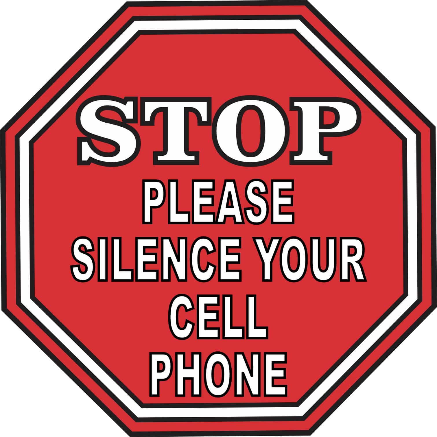 5in x 5in Stop Please Silence Your Cell Phone Sticker Vinyl Sign Decal