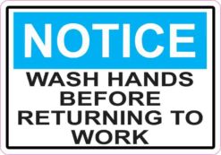 Notice Wash Hands Before Returning To Work Magnet