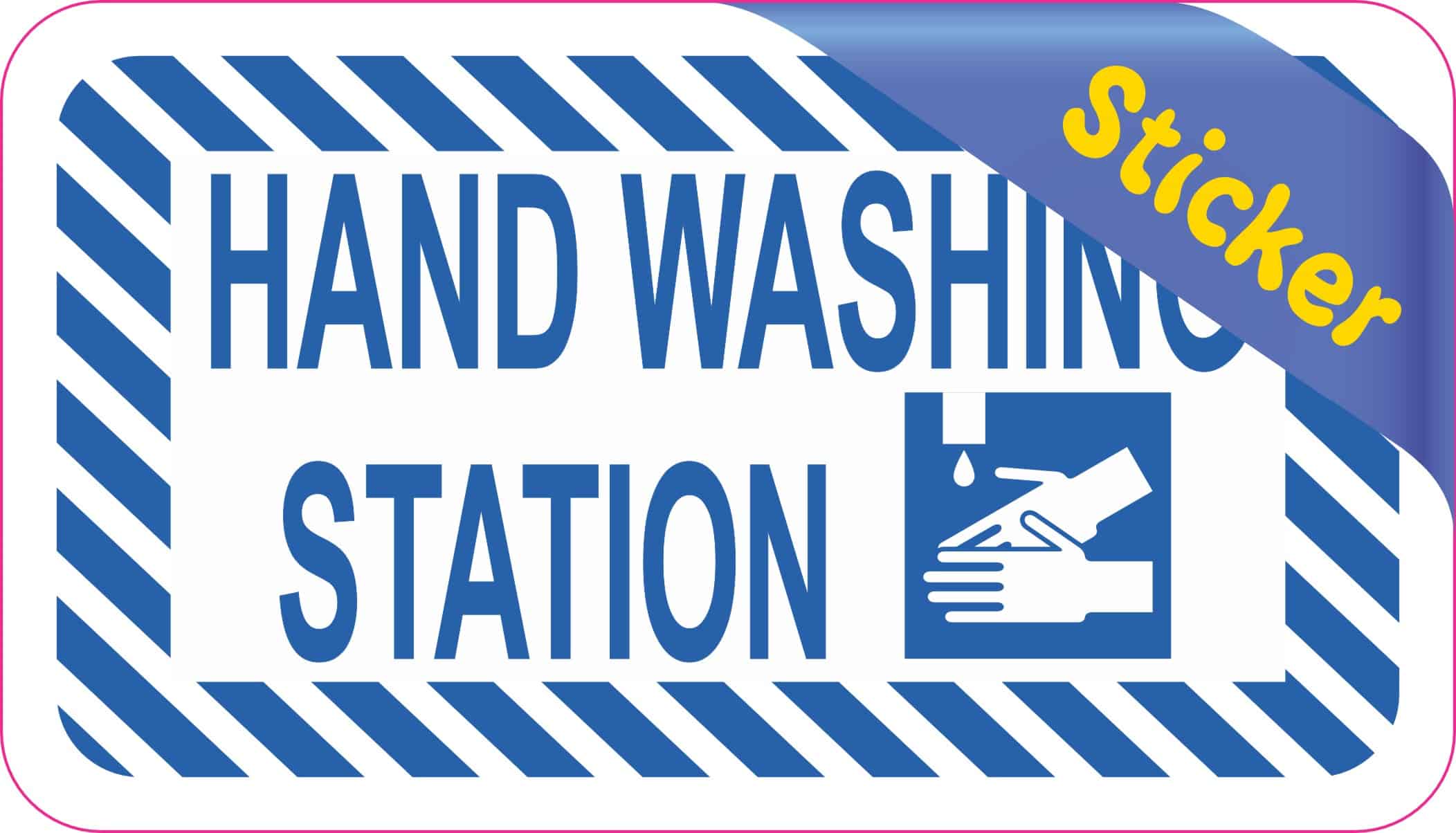 3.5inx2in Hand Washing Station Sticker Vinyl Sign Decal Business Stickers - Image 2