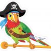 Right Facing Pirate Parrot Sticker