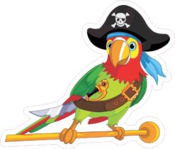 Left Facing Pirate Parrot Sticker