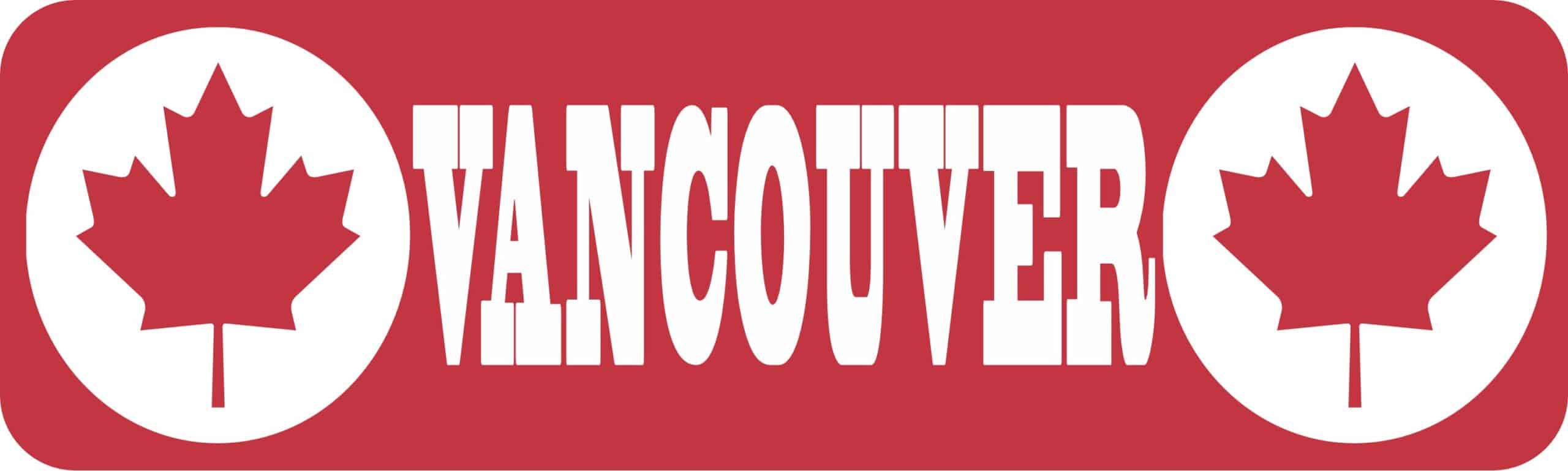 10in x 3in Maple Leaf Vancouver Bumper Sticker Vinyl Canada Decal Stickers