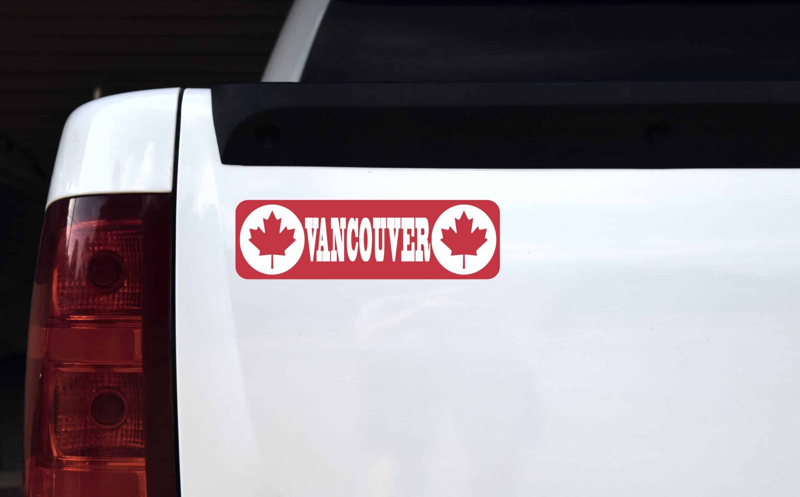 10in x 3in Maple Leaf Vancouver Bumper Sticker Vinyl Canada Decal Stickers