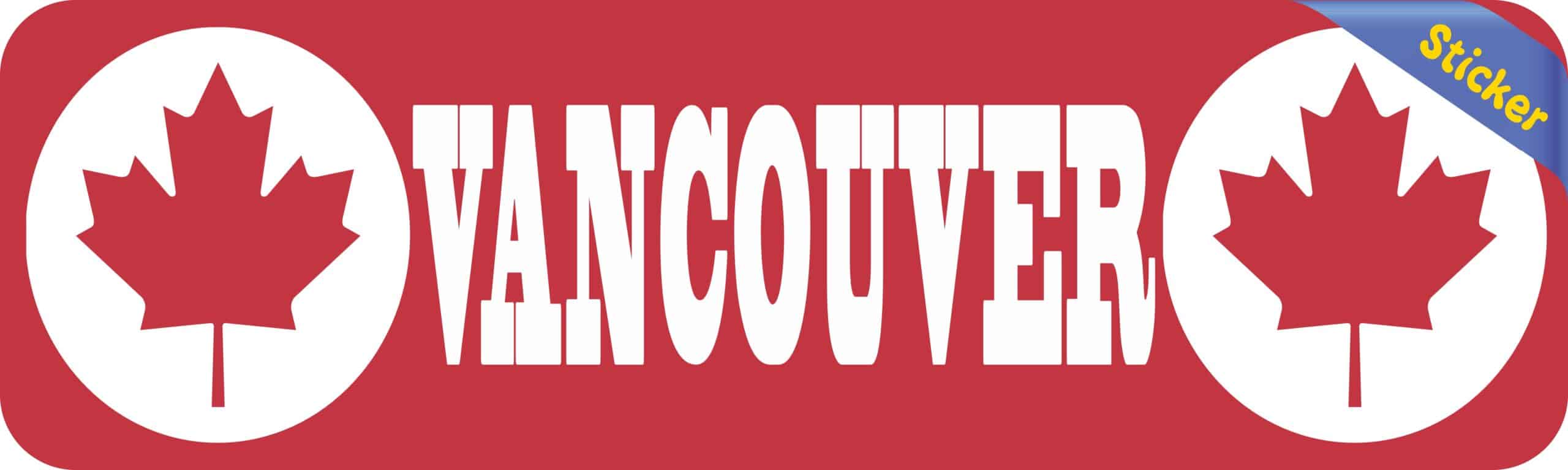 10in x 3in Maple Leaf Vancouver Bumper Sticker Vinyl Canada Decal Stickers