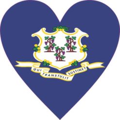 Connecticut Flag Heart Sticker