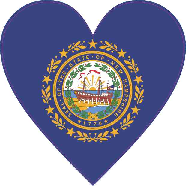 New Hampshire Flag Heart Sticker