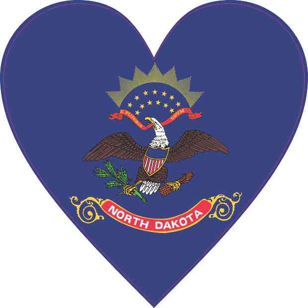 North Dakota Flag Heart Sticker