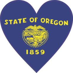 Oregon Flag Heart Sticker