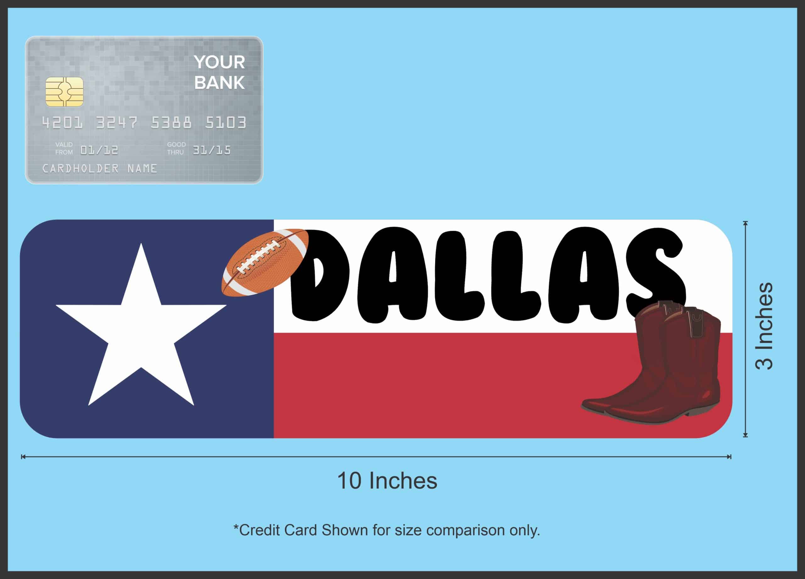 10in x 3in Dallas Texas Bumper Sticker Vinyl Texan Flag Decal Stickers - Image 7