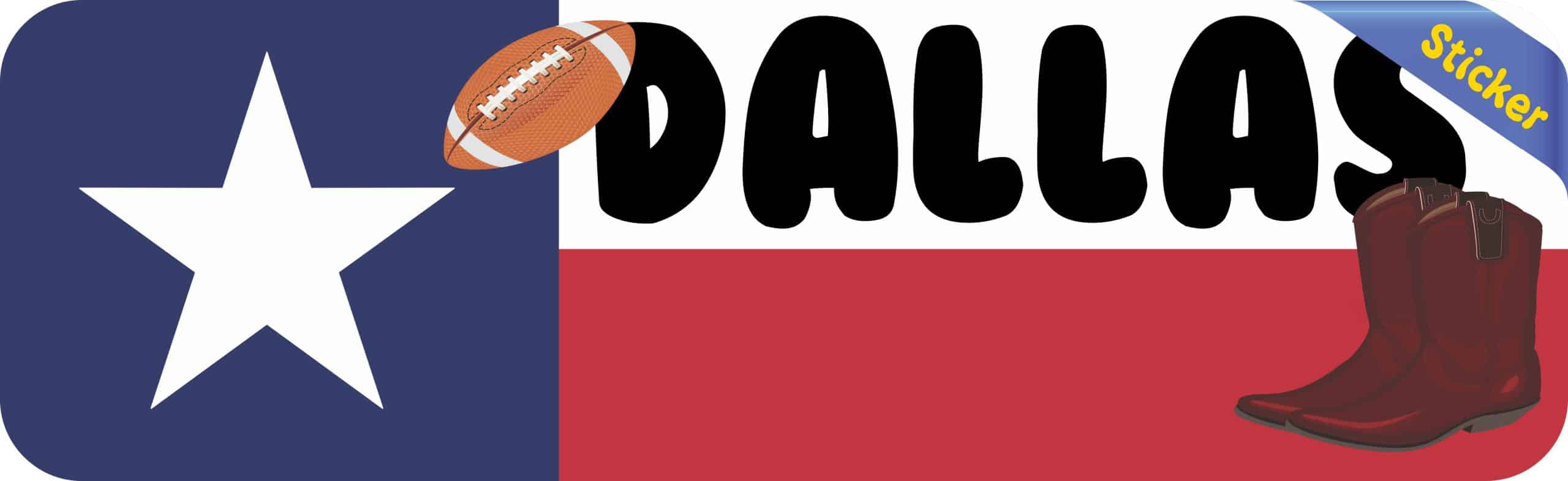 10in x 3in Dallas Texas Bumper Sticker Vinyl Texan Flag Decal Stickers - Image 2