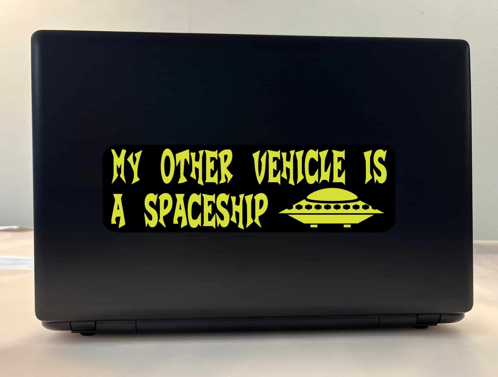 10in x 3in My Other Vehicle Is a Spaceship Bumper Sticker Vinyl Alien Decal