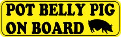 10in x 3in Pot Belly Pig on Board Bumper Sticker Vinyl Animal Vehicle Decal