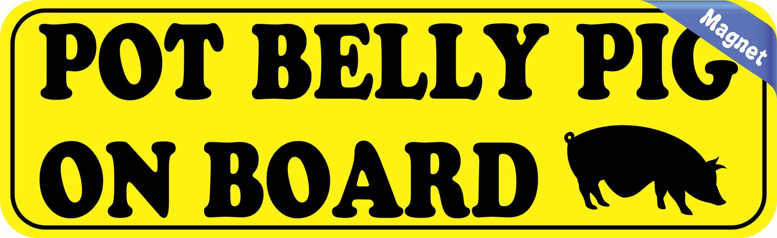 10in x 3in Pot Belly Pig on Board Magnet Vinyl Bumper Magnets