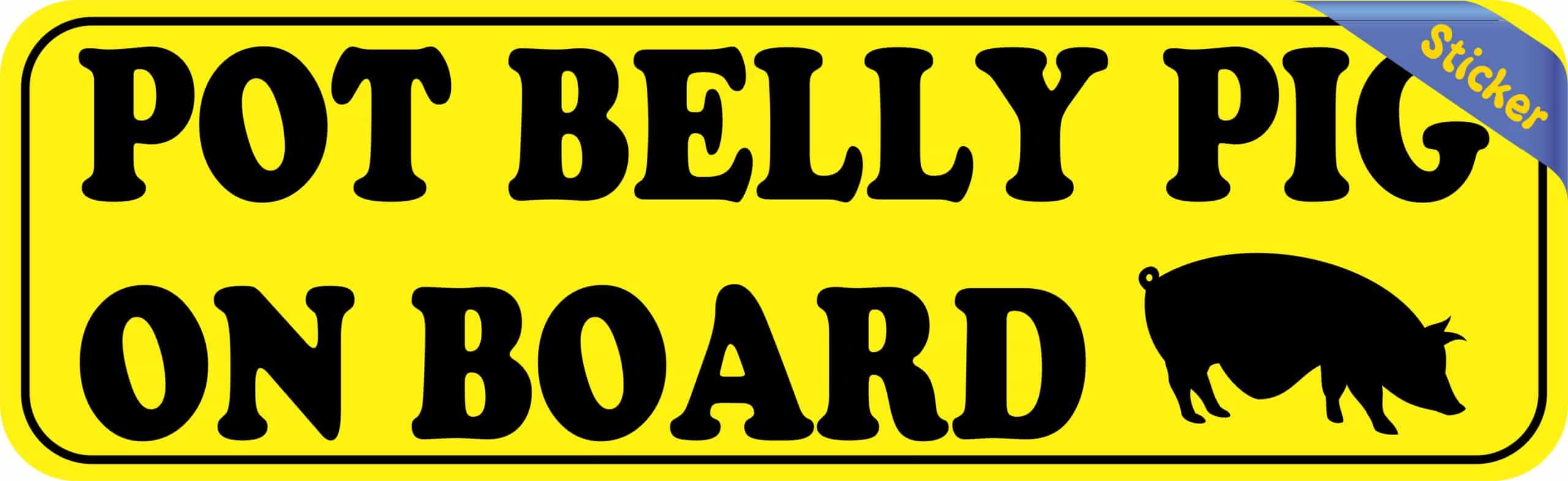 10in x 3in Pot Belly Pig on Board Bumper Sticker Vinyl Animal Vehicle Decal