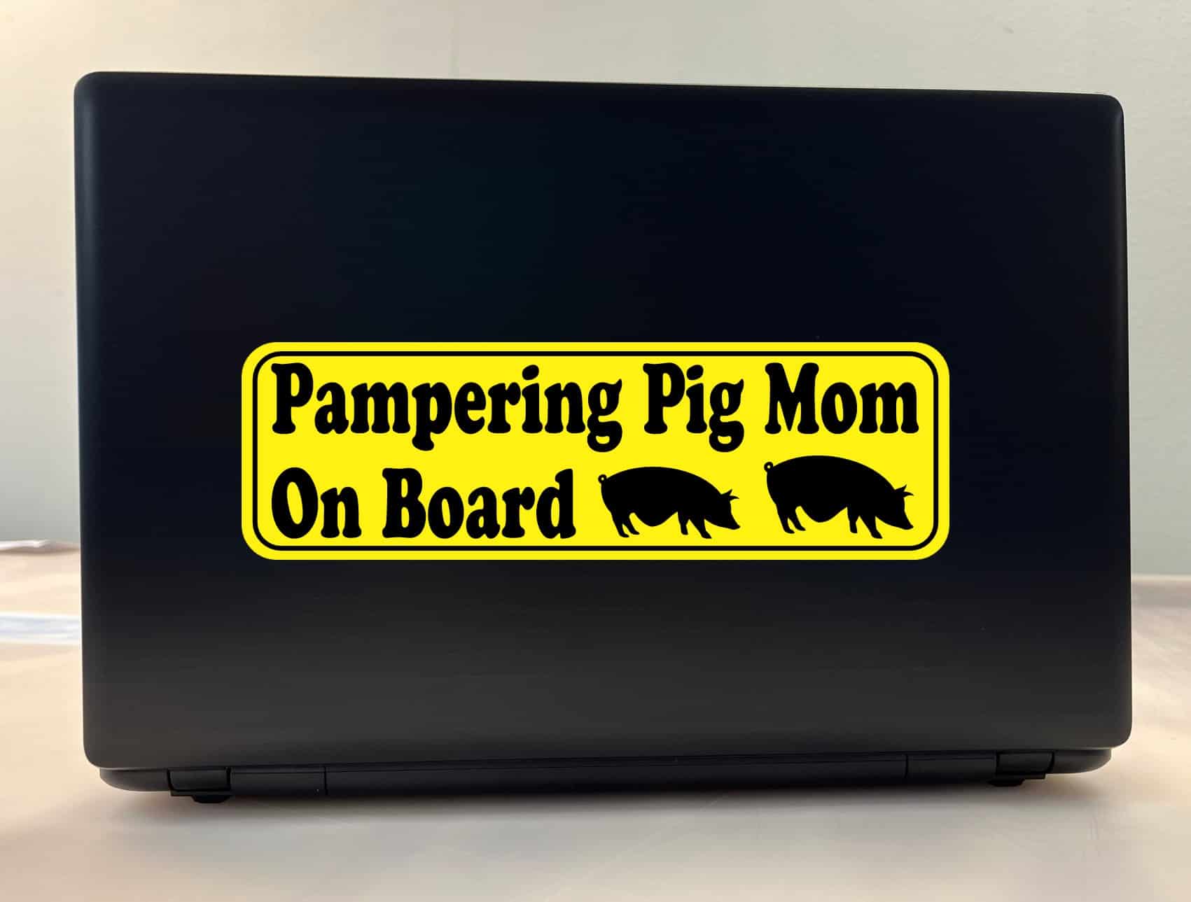 10in x 3in Pampering Pig Mom On Board Bumper Sticker Vinyl Pet Animal Decal