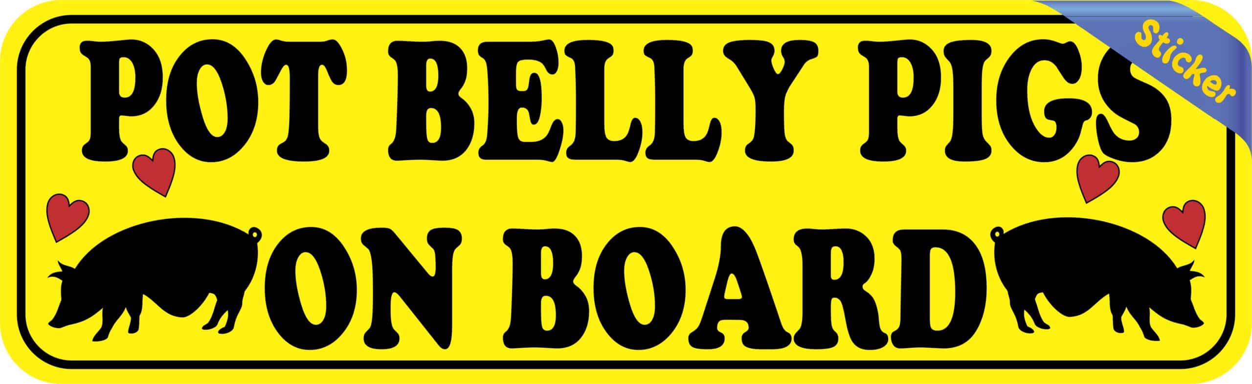 10inx3in Pot Belly Pigs on Board Bumper Sticker Vinyl Animal Vehicle Decal