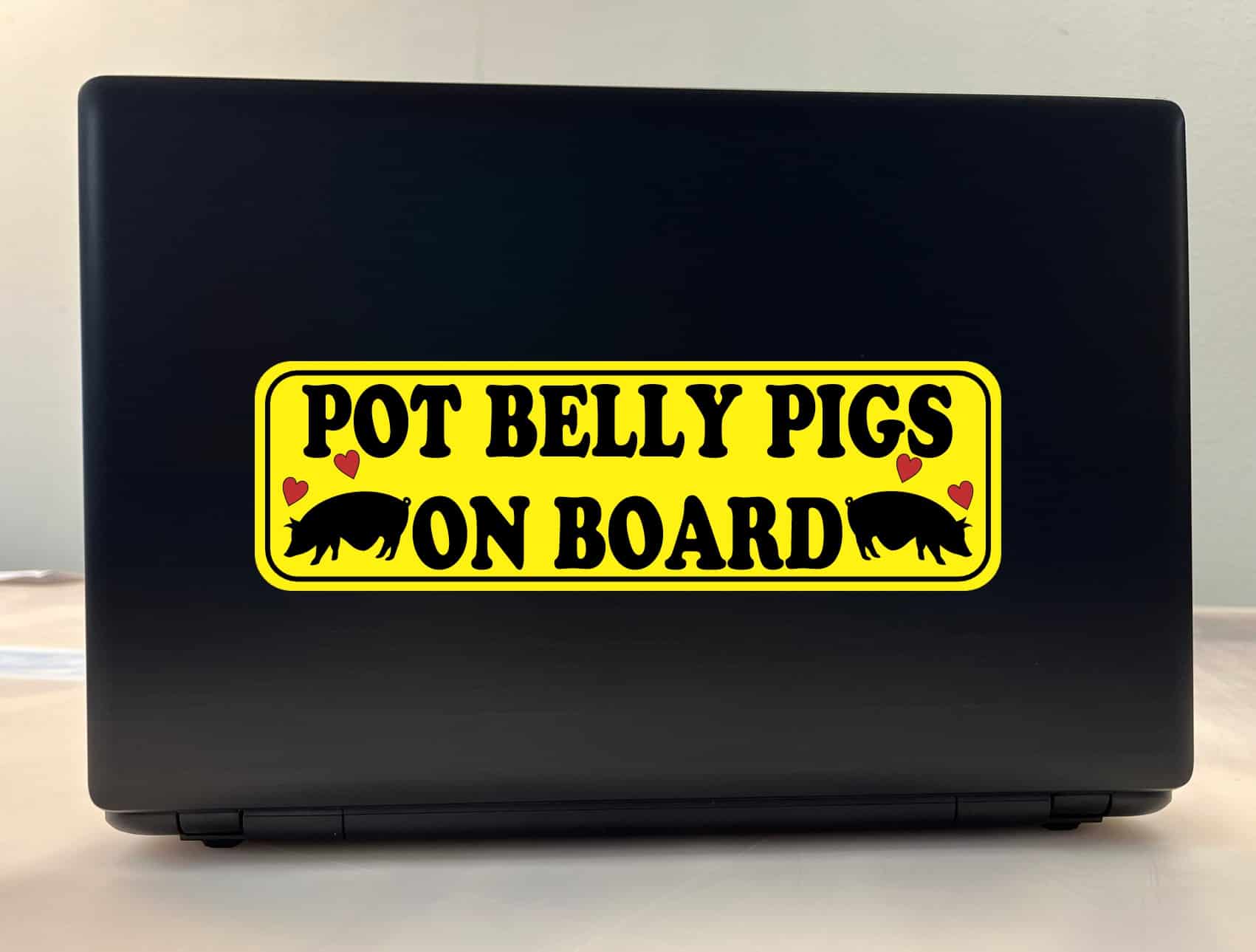 10inx3in Pot Belly Pigs on Board Bumper Sticker Vinyl Animal Vehicle Decal