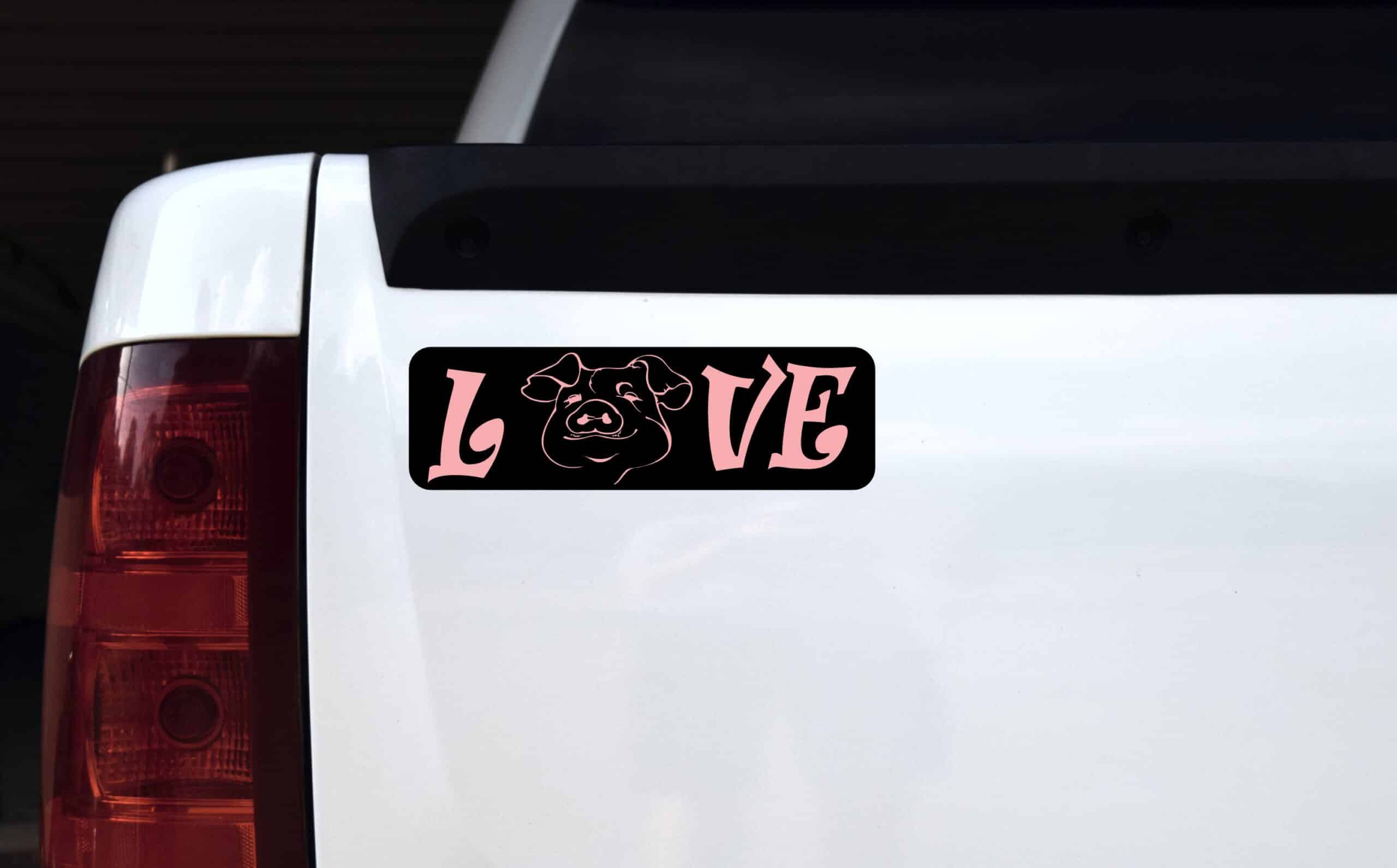 10in x 3in Black Love Pig Bumper Sticker Vinyl Animal Decal Pet Stickers
