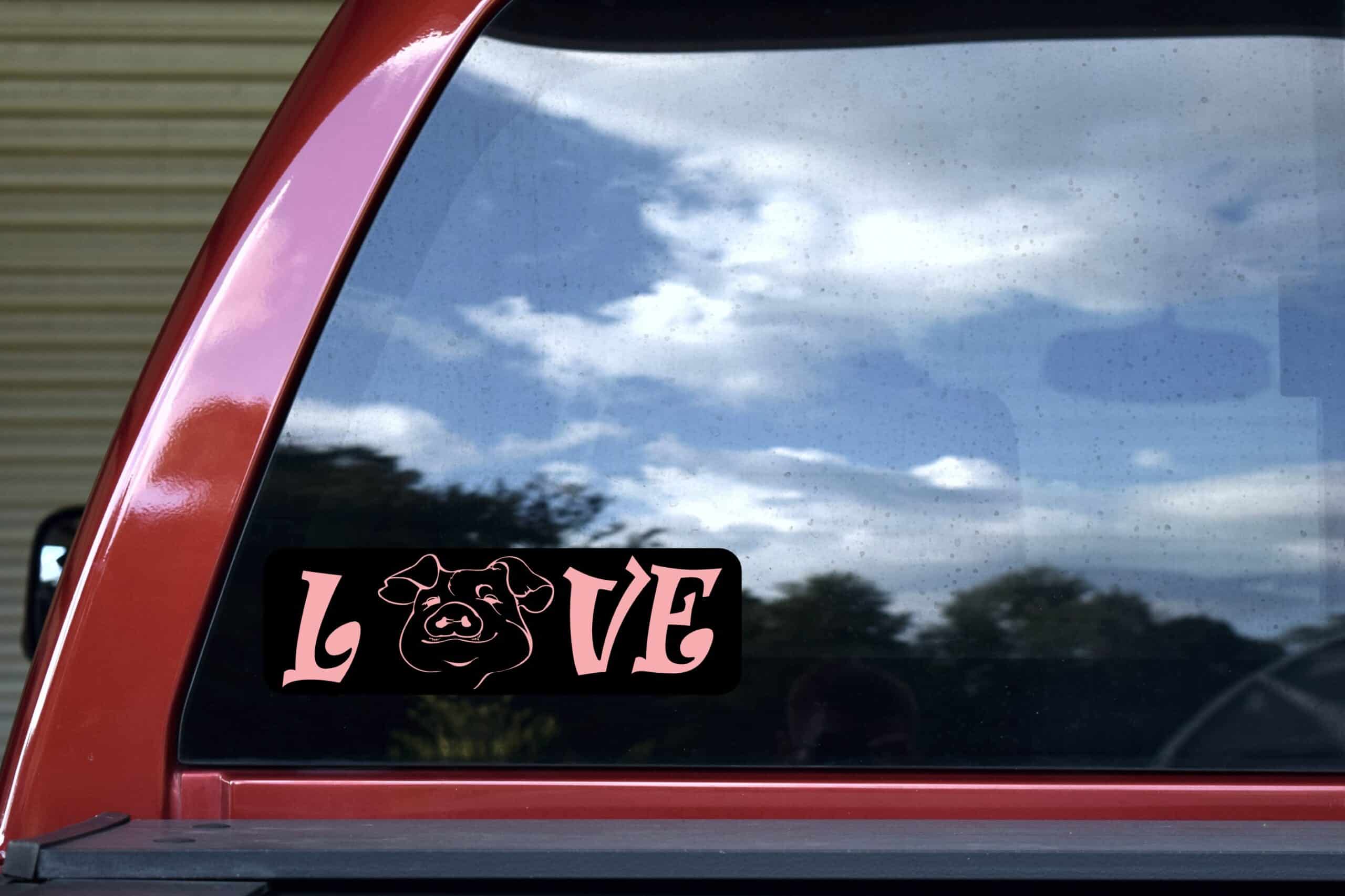 10in x 3in Black Love Pig Bumper Sticker Vinyl Animal Decal Pet Stickers