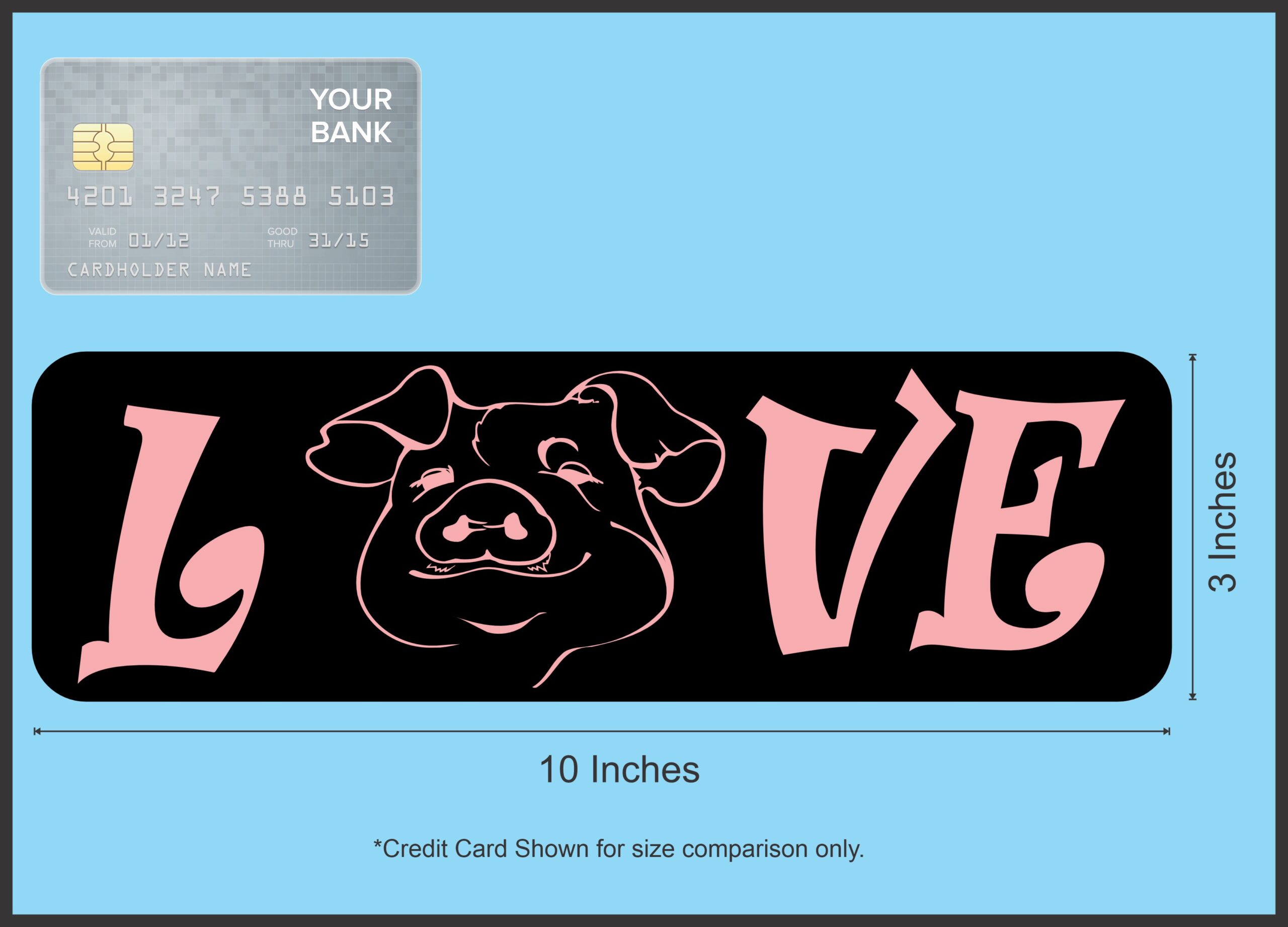 10in x 3in Black Love Pig Bumper Sticker Vinyl Animal Decal Pet Stickers