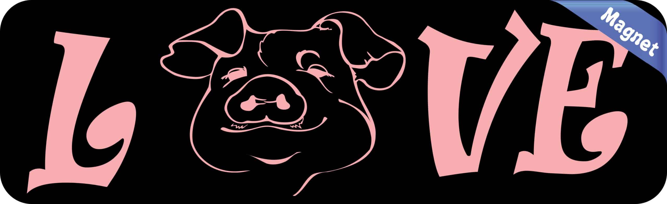 10in x 3in Black Love Pig Magnet Magnetic Pet Animal Magnets
