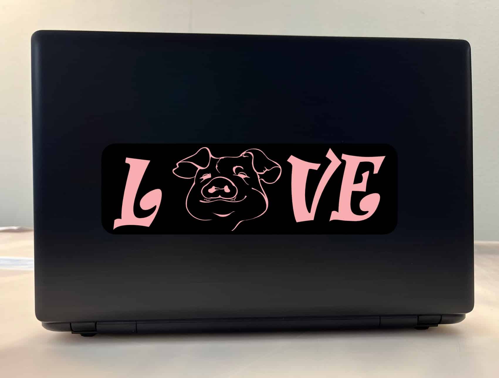10in x 3in Black Love Pig Bumper Sticker Vinyl Animal Decal Pet Stickers