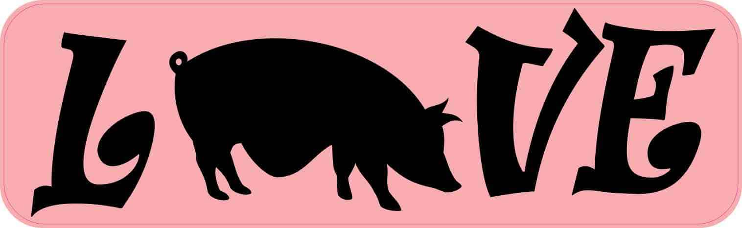 10in x 3in Love Pot Belly Pig Bumper Sticker Vinyl Pet Animal Decal Stickers