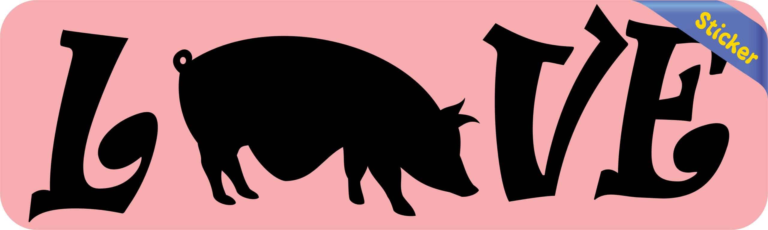 10in x 3in Love Pot Belly Pig Bumper Sticker Vinyl Pet Animal Decal Stickers - Image 2