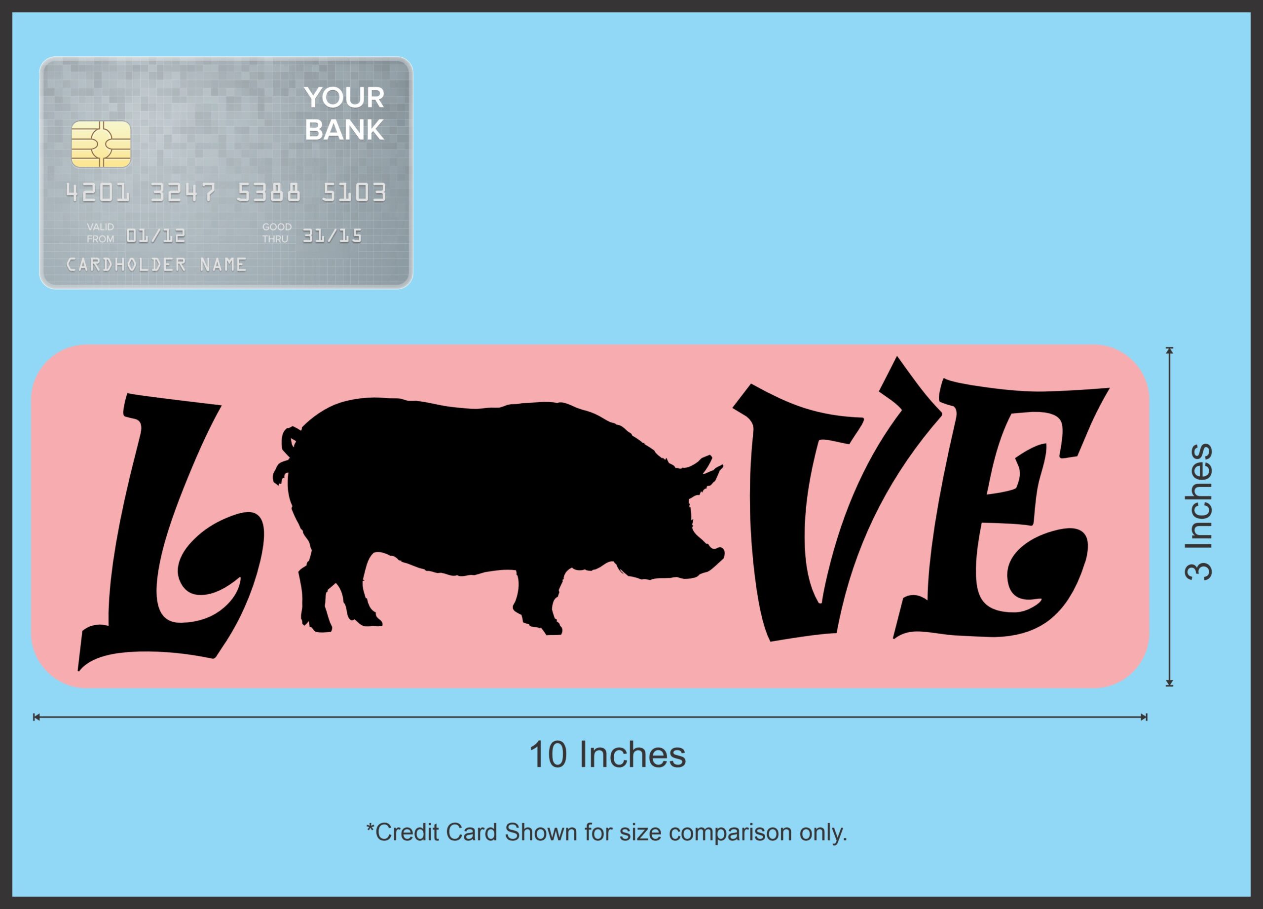 10in x 3in Love Pig Bumper Sticker Vinyl Pet Farm Animal Decal Car Stickers