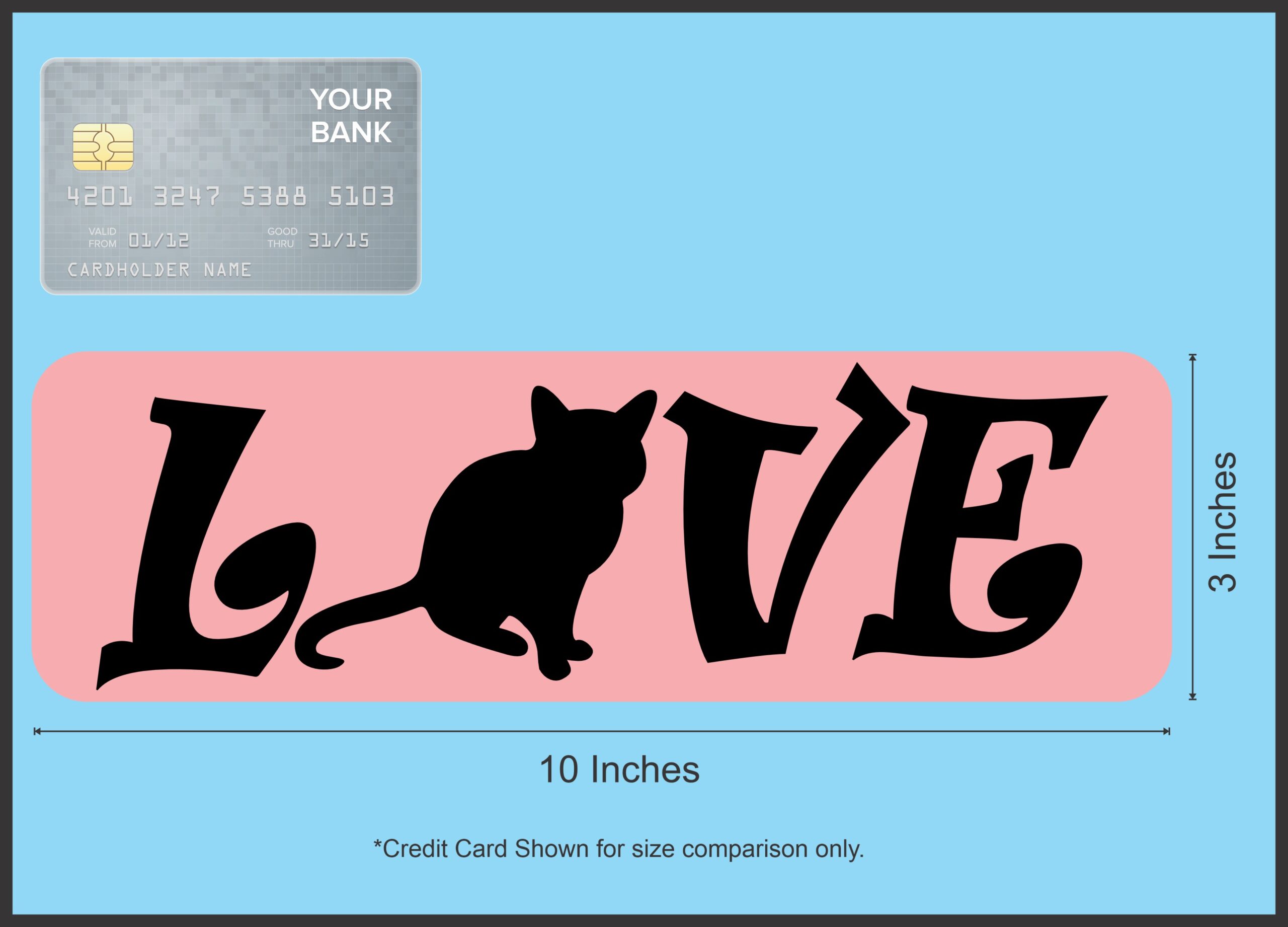10in x 3in Love Cat Bumper Sticker Vinyl Pet Decal Animal Vehicle Stickers