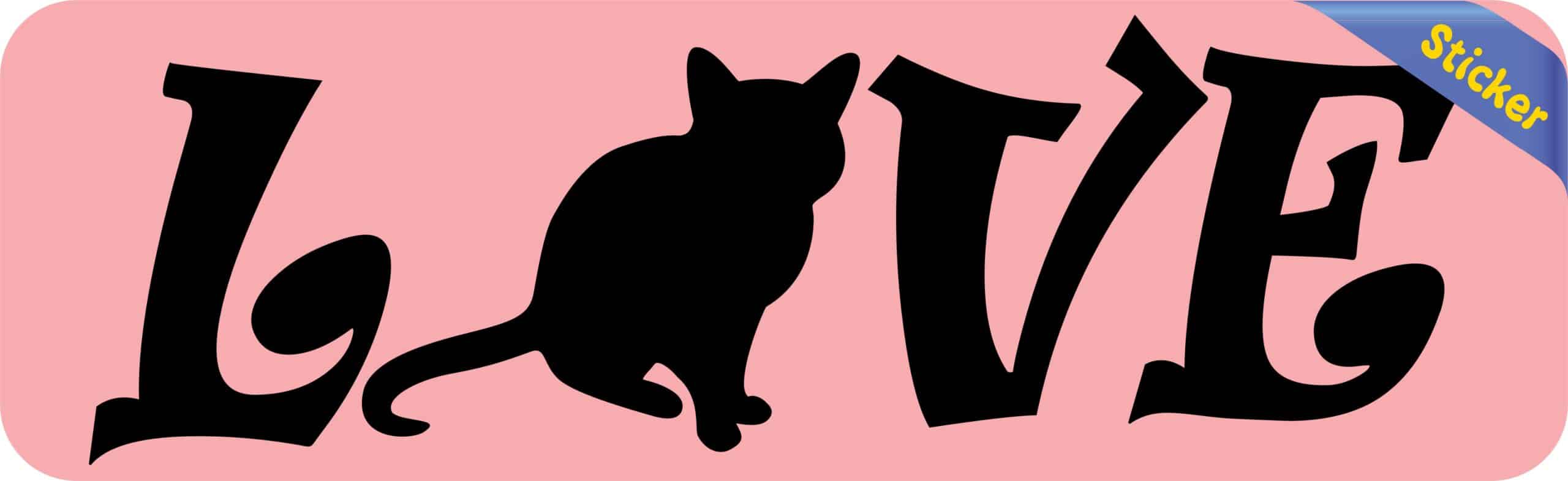 10in x 3in Love Cat Bumper Sticker Vinyl Pet Decal Animal Vehicle Stickers