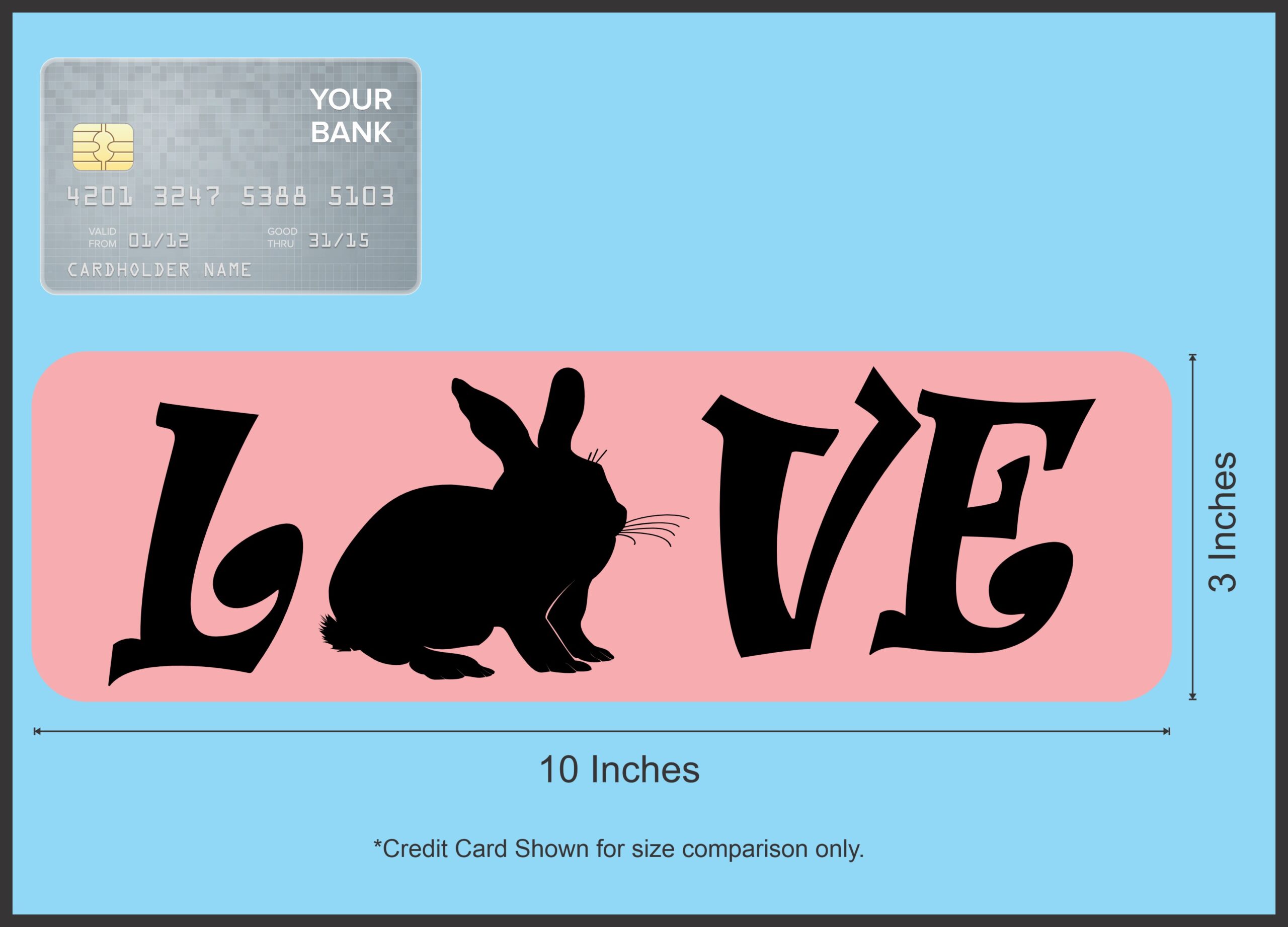 10in x 3in Love Rabbit Bumper Sticker Vinyl Pet Animal Decal Car