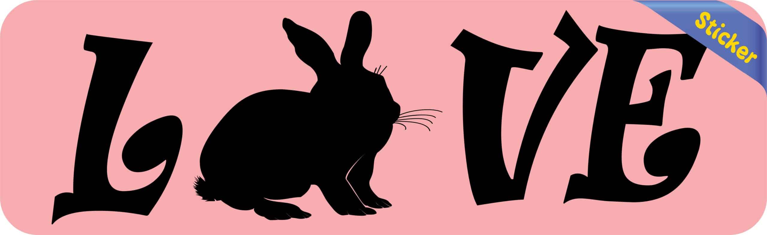 10in x 3in Love Rabbit Bumper Sticker Vinyl Pet Animal Decal Car