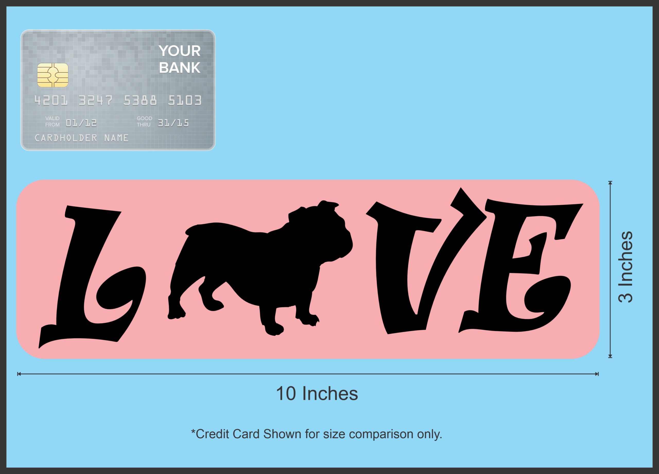10in x 3in Love Pug Bumper Sticker Vinyl Dog Decal Pet Animal St