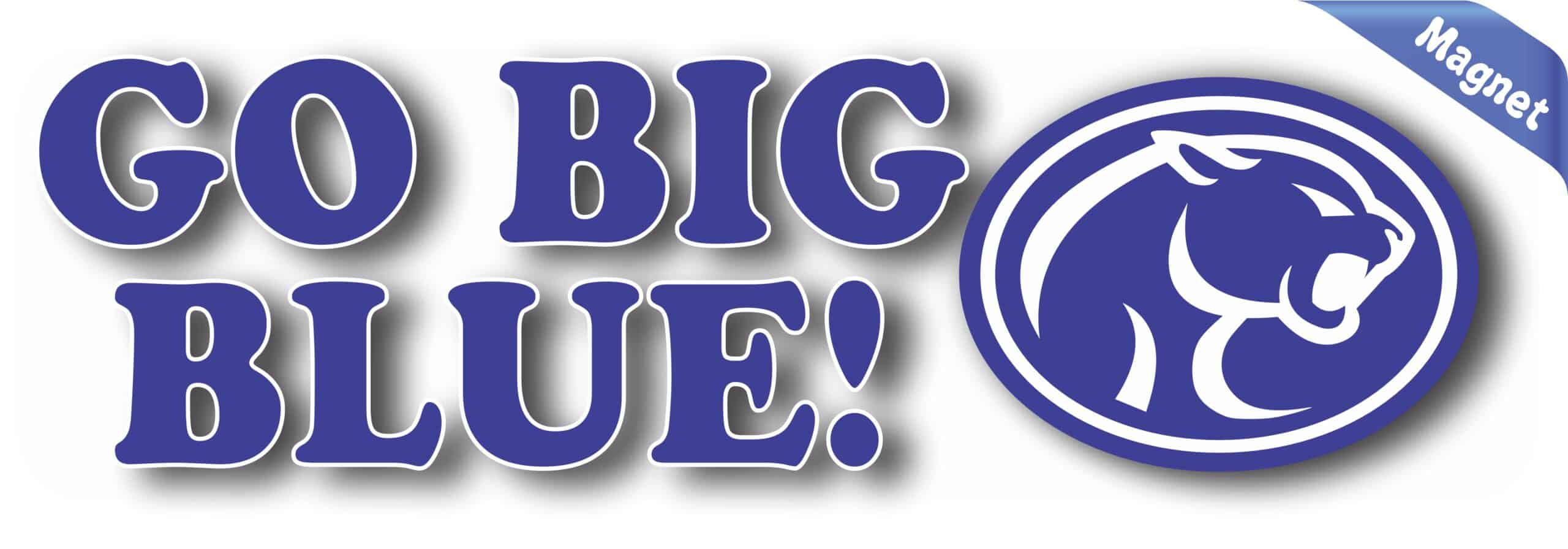 10in x 3in Cougar Go Big Blue Magnet Vinyl School Mascot Bumper Magnets