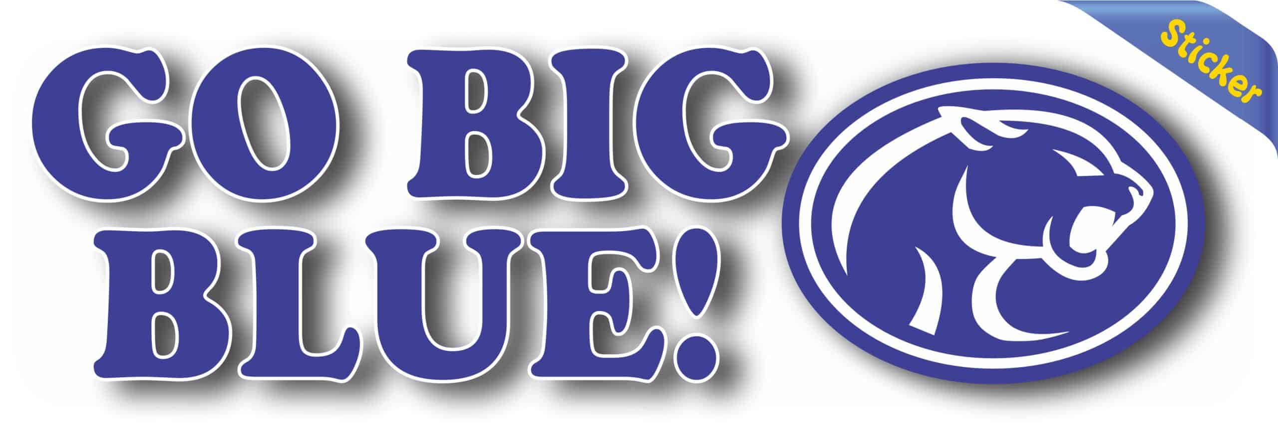 10in x 3in Cougar Go Big Blue Bumper Sticker Vinyl School Mascot Decal