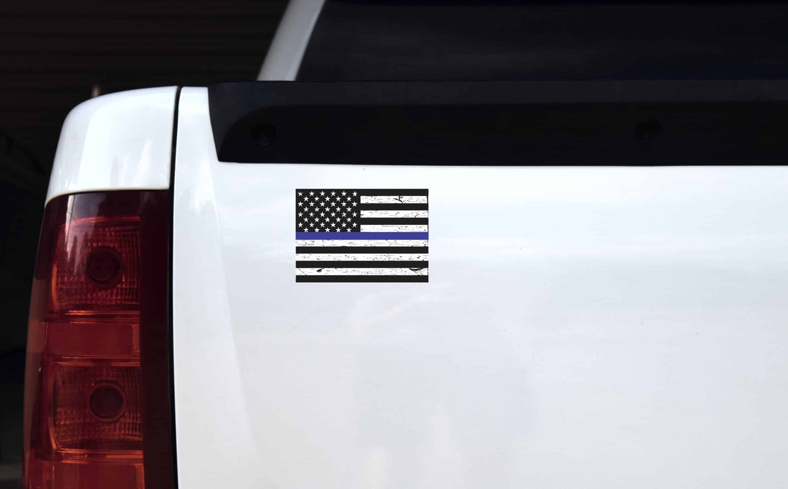 5in x 3.5in Black and White American Flag Blue Lives Matter Sticker Vinyl Decal - Image 4