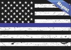 5in x 3.5in Black and White American Flag Blue Lives Matter Magnet - Image 2
