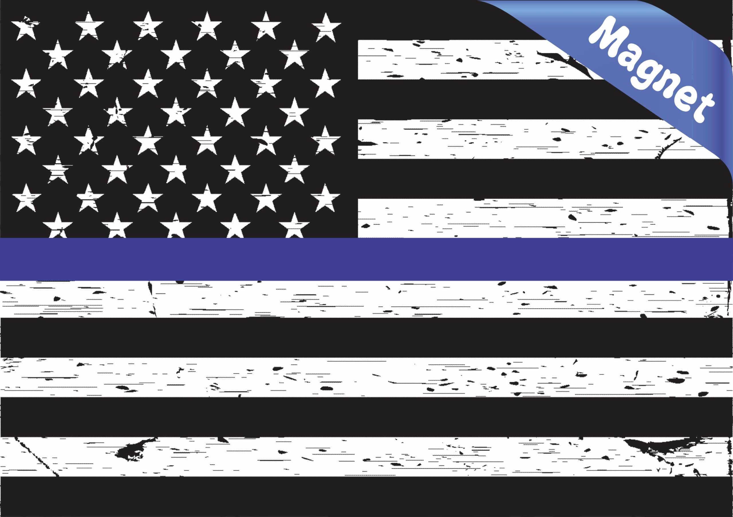 5in x 3.5in Black and White American Flag Blue Lives Matter Magnet - Image 2