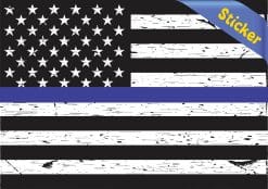 5in x 3.5in Black and White American Flag Blue Lives Matter Sticker Vinyl Decal - Image 2