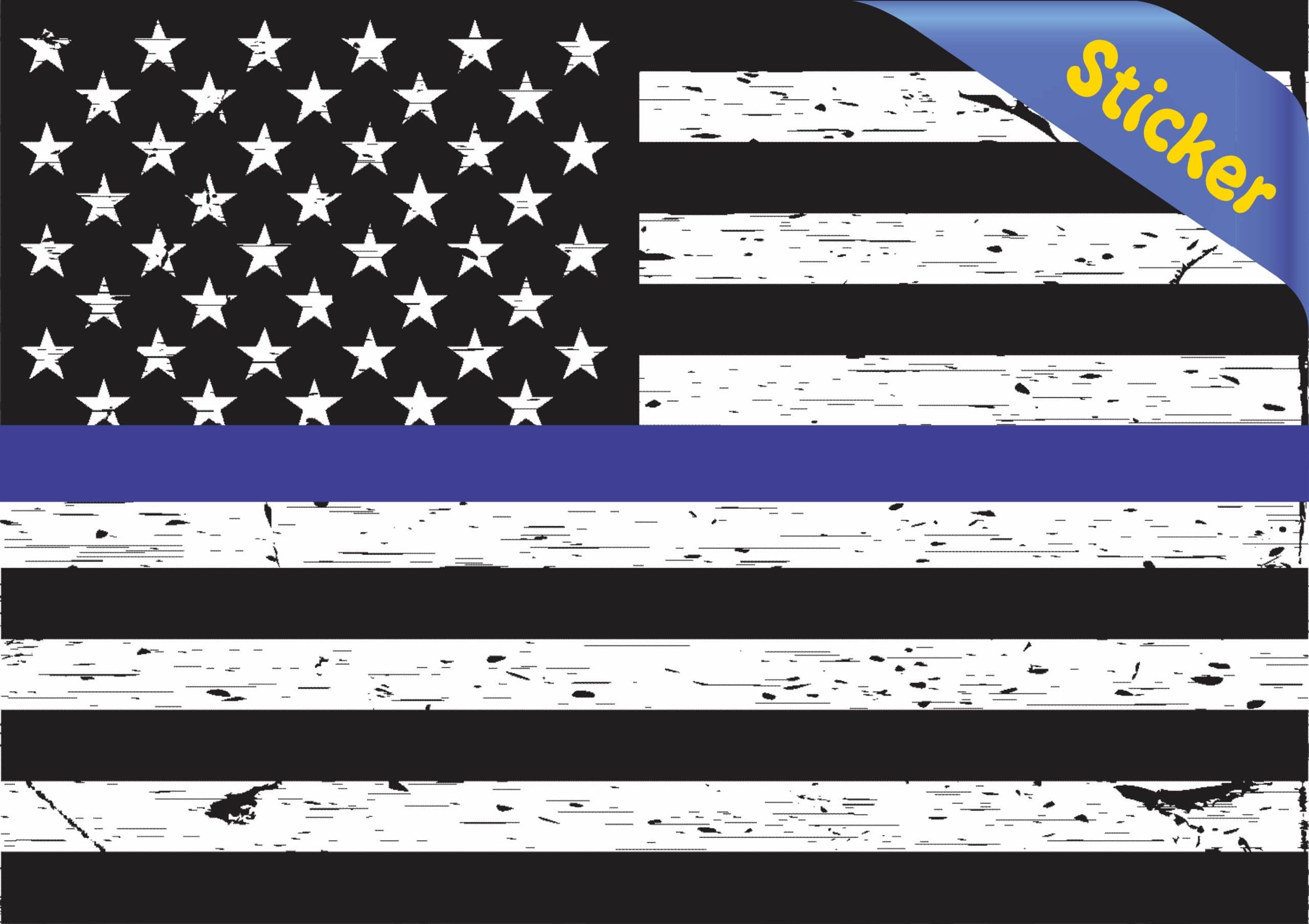 5in x 3.5in Black and White American Flag Blue Lives Matter Sticker Vinyl Decal - Image 2