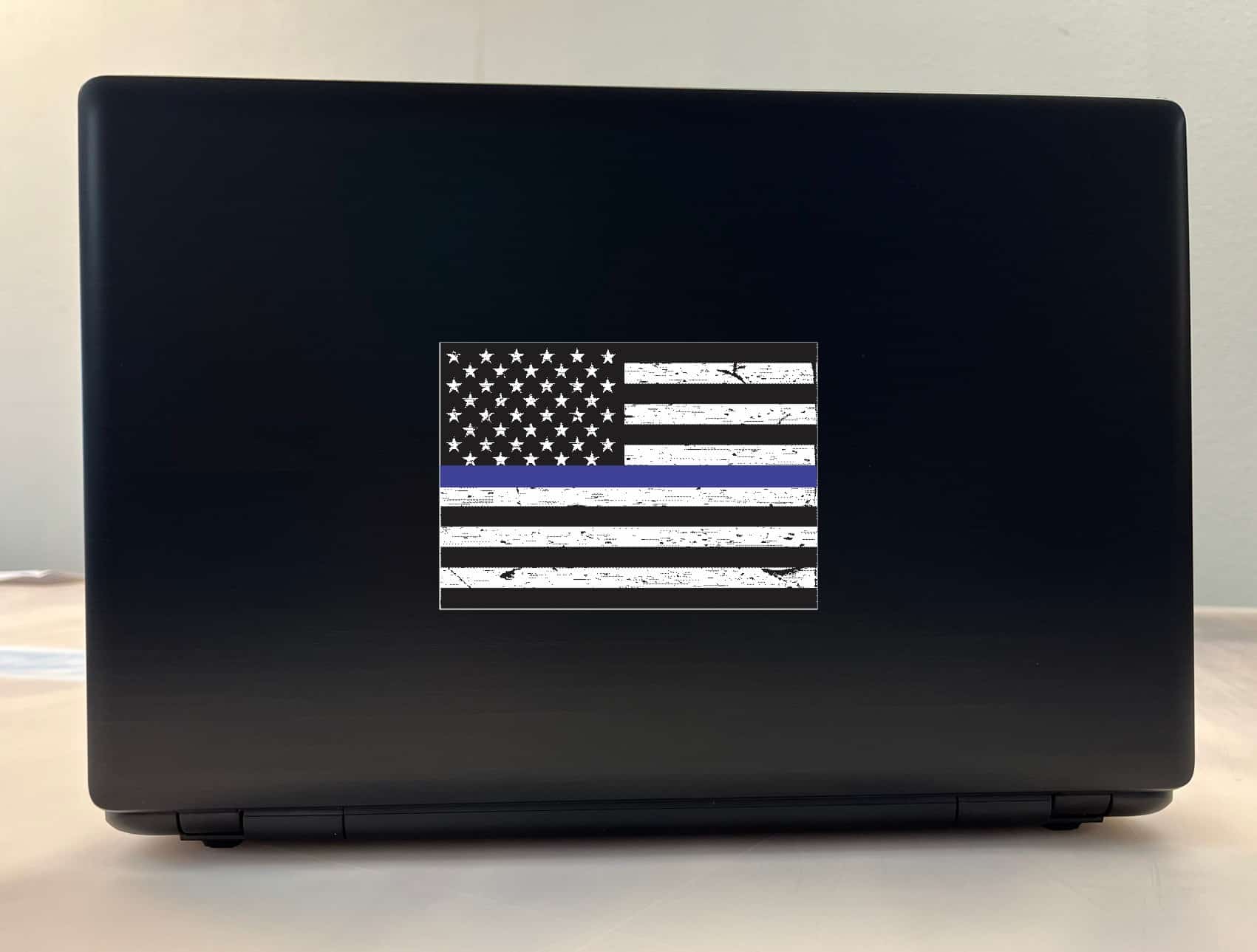 5in x 3.5in Black and White American Flag Blue Lives Matter Sticker Vinyl Decal - Image 3