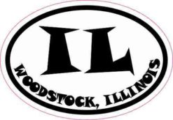 Oval IL Woodstock Illinois Sticker
