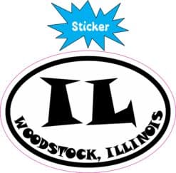 3in x 2in Oval IL Woodstock Illinois Sticker Vinyl Travel Luggage Decal