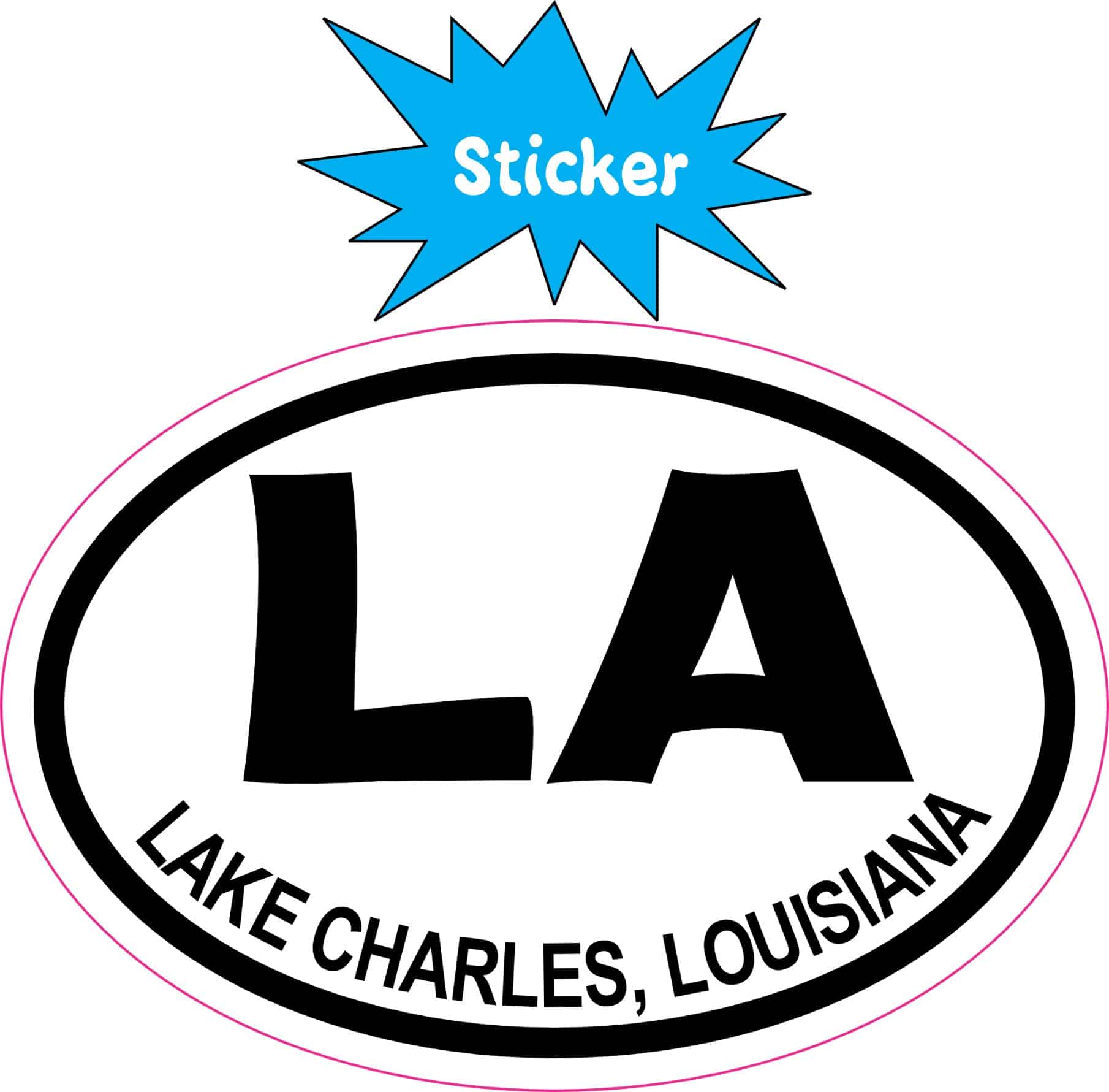 3x2 Oval LA Lake Charles Louisiana Sticker Travel Luggage Decal Stickers - Image 2
