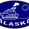 Blue Oval Cruise Ship Alaska Sticker